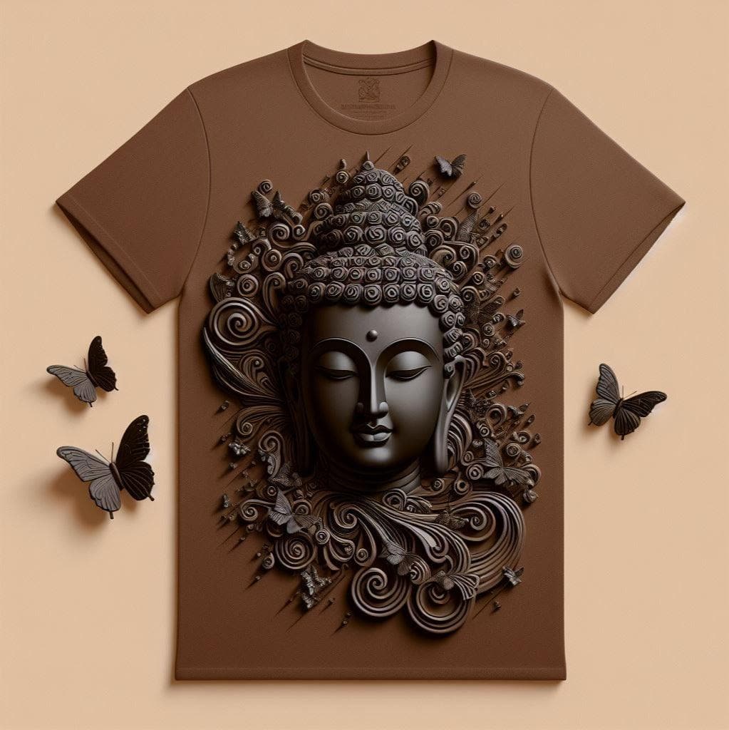 Wise Buddha Brown Tee - Serenity in Style - Acquires