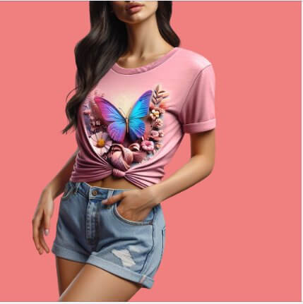 Women's Blushing Pink Butterfly Bloom T - Shirt - Acquires