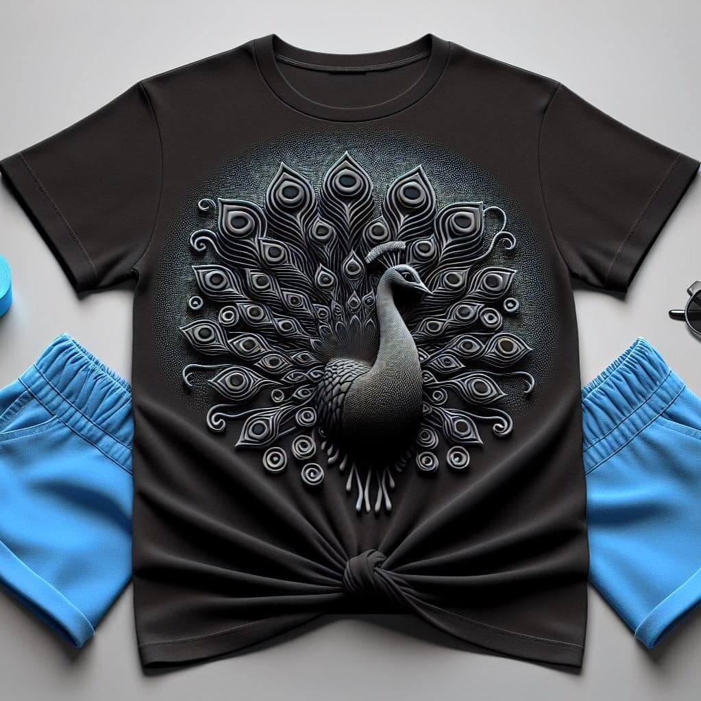 Women's Charcoal Mystique Peacock T - Shirt - Acquires