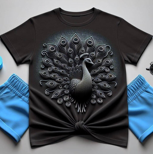 Women's Charcoal Mystique Peacock T - Shirt - Acquires