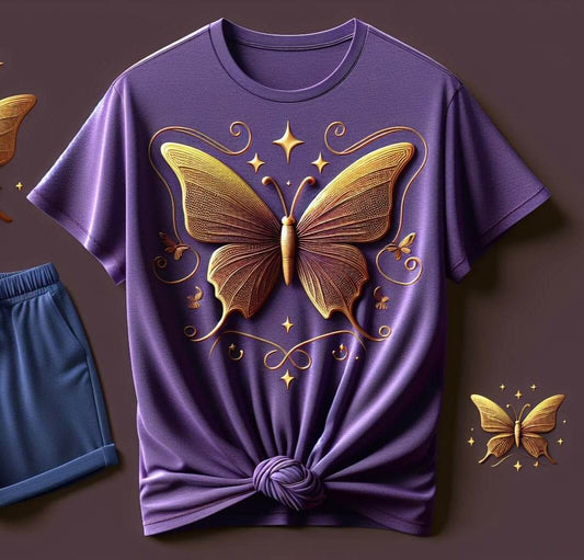 Women's Deep Amethyst Butterfly Harmony T - Shirt - Acquires