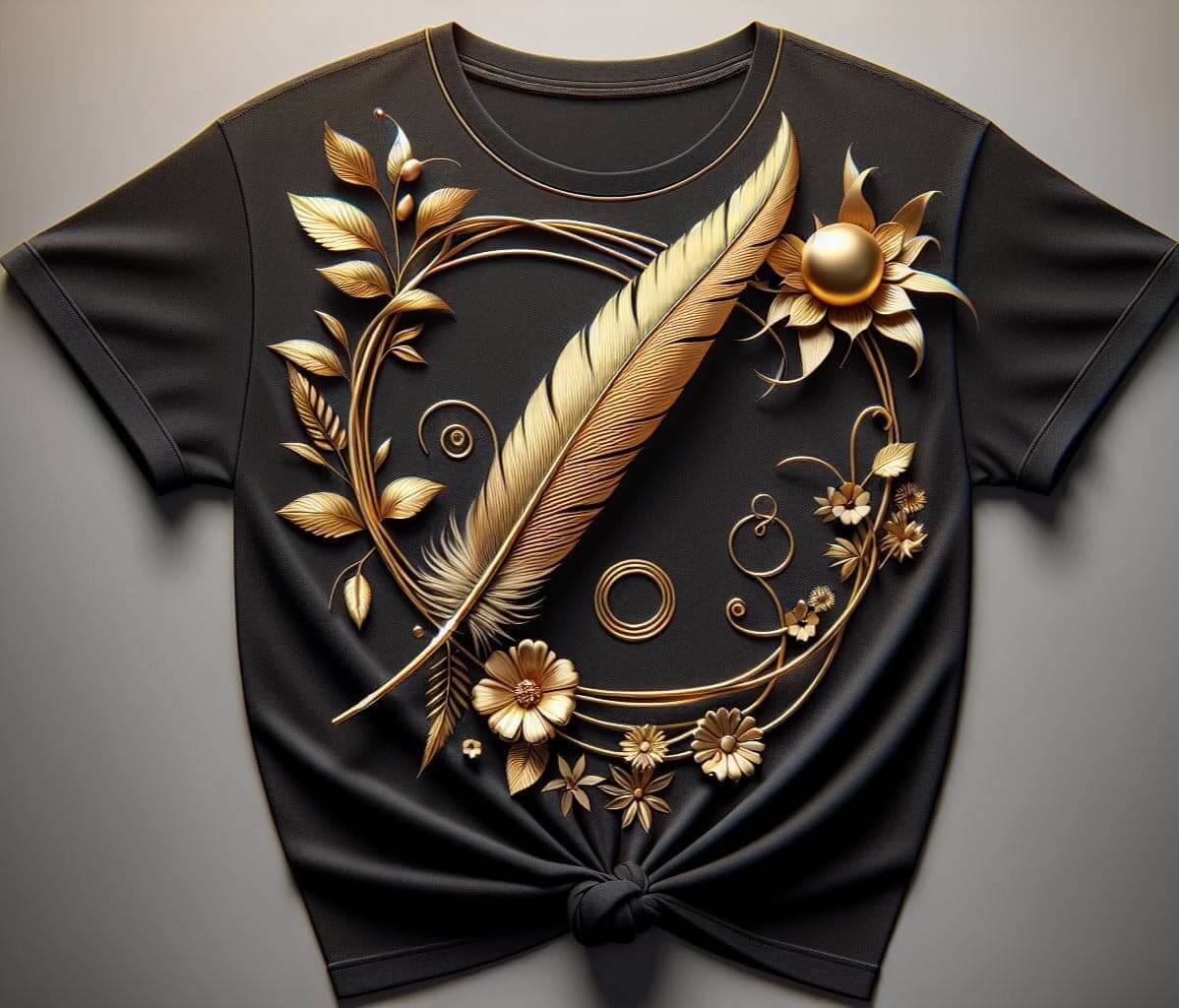 Women's Obsidian Golden Flourish T - Shirt - Acquires