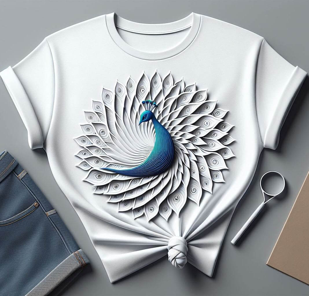 Women's Peacock Splendor White T - Shirt - Acquires