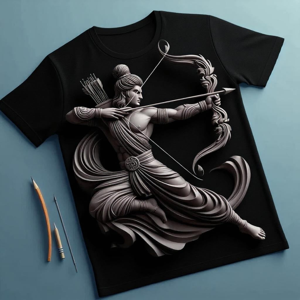 Navy Blue Lord Rama Tee - Divine and Timeless