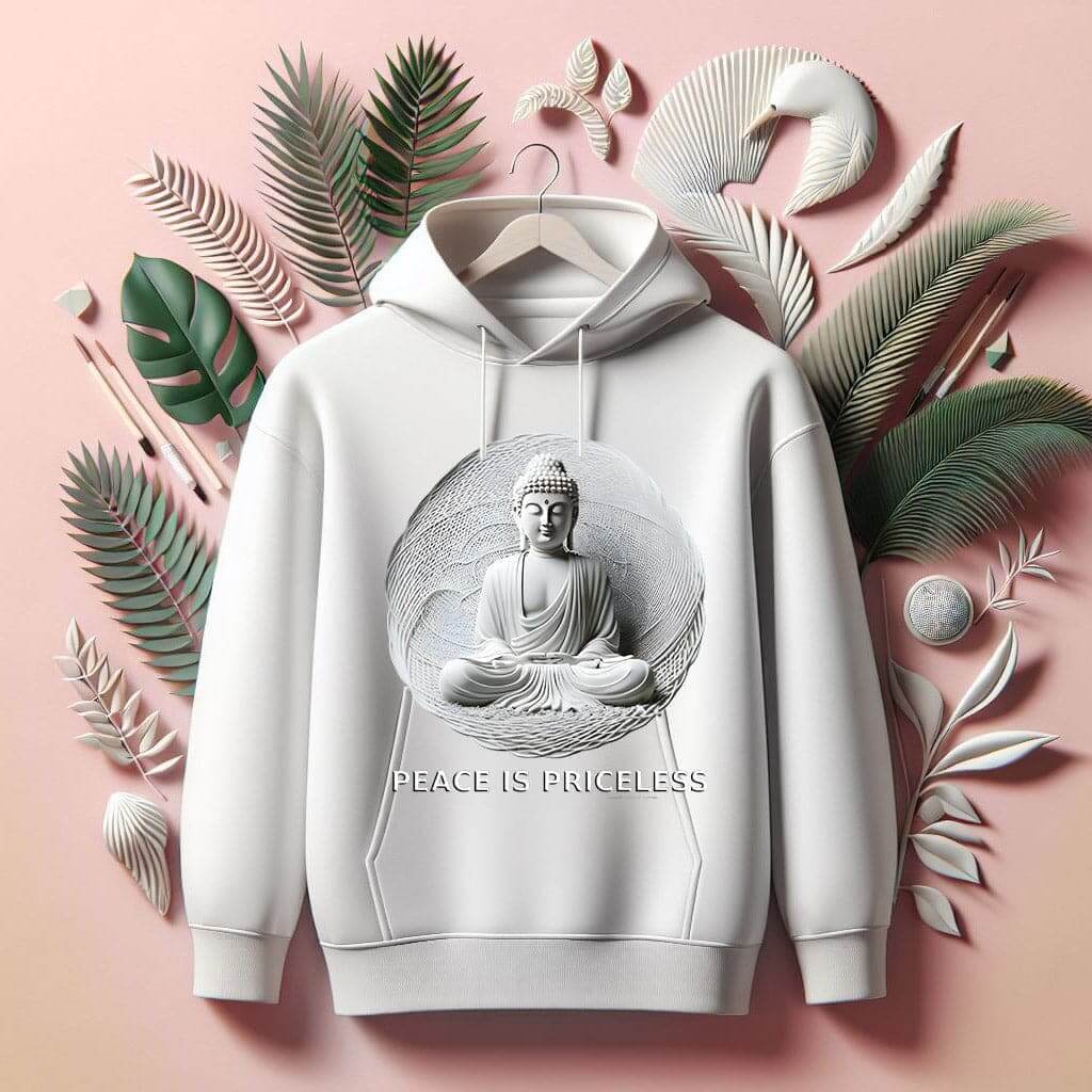 Zen White Buddha Hoodie - Acquires